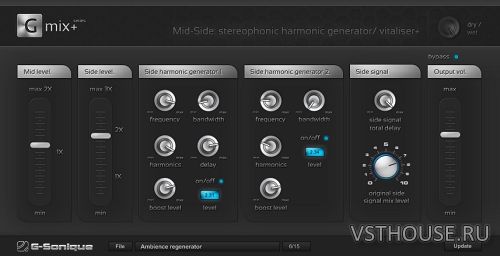 G-Sonique - SHG Mid-Side Stereophonic Generator, Vitaliser+ VST x86 G-Sonique - SHG Mid-Side Stereophonic Generator, Vitaliser+ VST x86