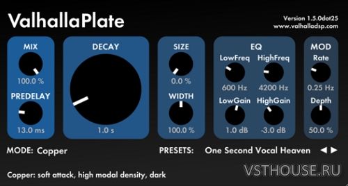 ValhallaDSP - Valhalla Plate v1.5.0.25 VST, RTAS, AAX, AU x86 x64 ValhallaDSP - Valhalla Plate v1.5.0.25 VST, RTAS, AAX, AU x86 x64