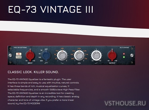 Final Mix Software - EQ-73 VINTAGE III v.3.0.0 VST, VST3, AAX, AU WIN. Final Mix Software - EQ-73 VINTAGE III v.3.0.0 VST, VST3, AAX, AU WIN.